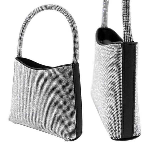 Women Mini Silver Rhinestone Top Handle Crossbody Bag - Picture 2 of 11